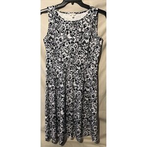 Talbots Ladies Sundress Sleeveless Size 6 Great Black And White Floral Design